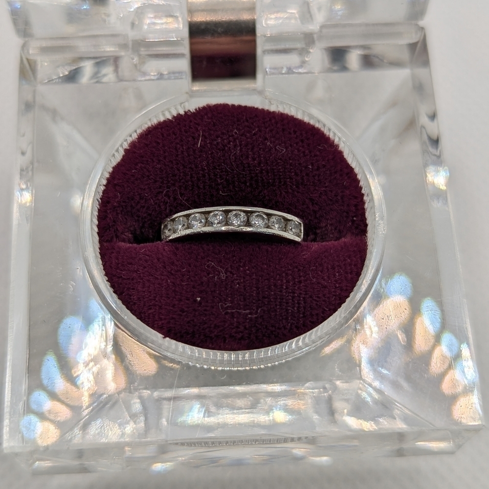 Silver Band with Clear Stones